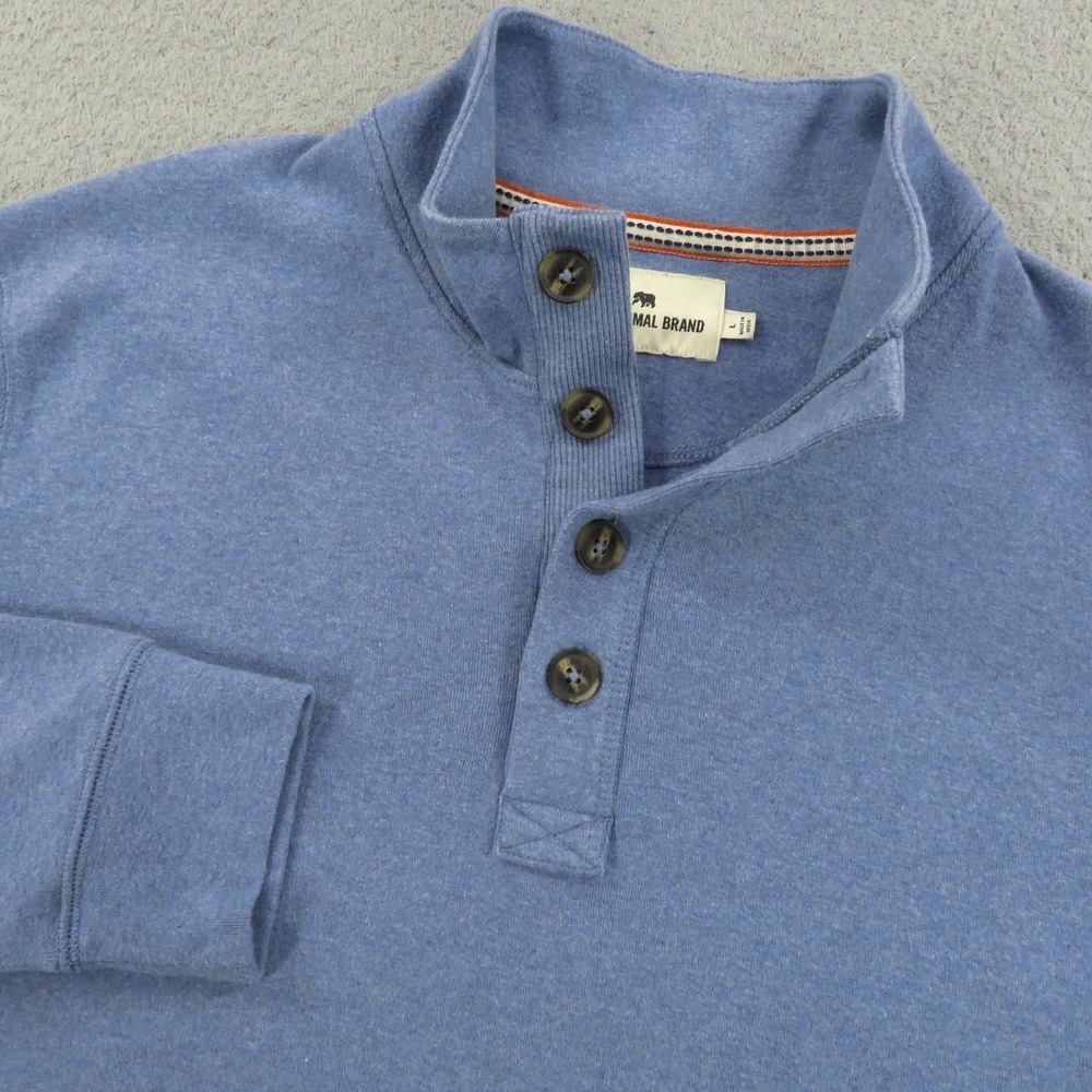 The Normal Brand Sweater Mens Large Heather Blue Thick Long Sleeve Henley Shirt